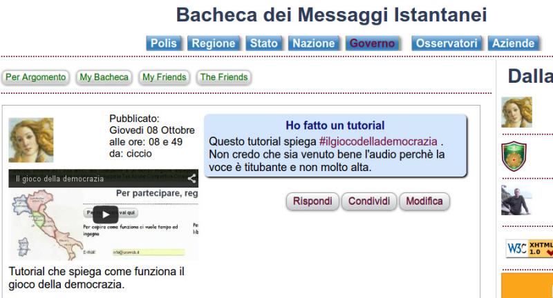 Come Cittadino, Interagire con gli altri nella bacheca